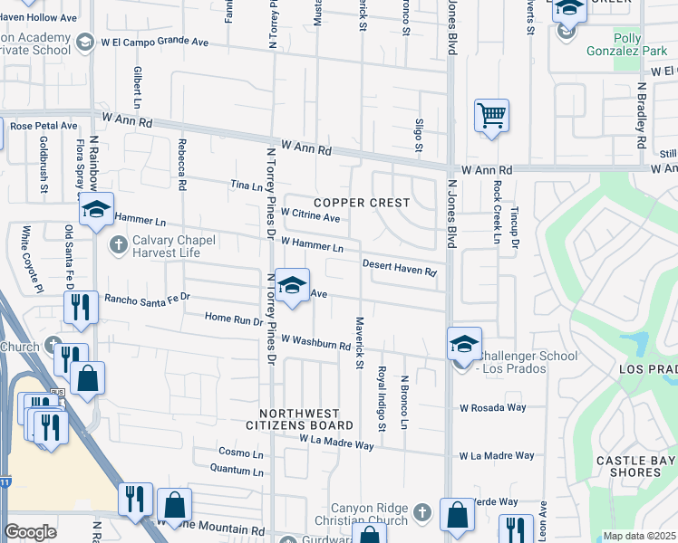 map of restaurants, bars, coffee shops, grocery stores, and more near 6269 Desert Haven Road in Las Vegas