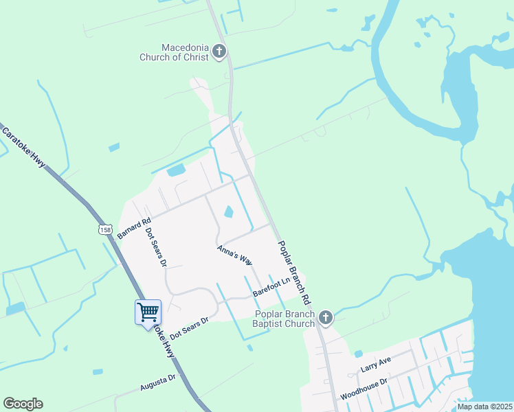 map of restaurants, bars, coffee shops, grocery stores, and more near 604 Poplar Branch Road in Grandy