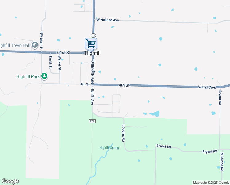 map of restaurants, bars, coffee shops, grocery stores, and more near 115 Southwest Vanessa Street in Gentry