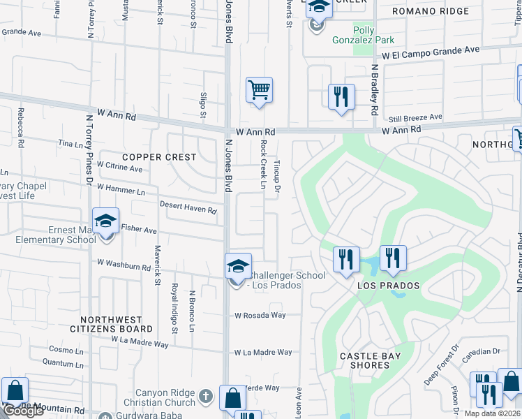 map of restaurants, bars, coffee shops, grocery stores, and more near 5877 Cherry Falls Ct in Las Vegas