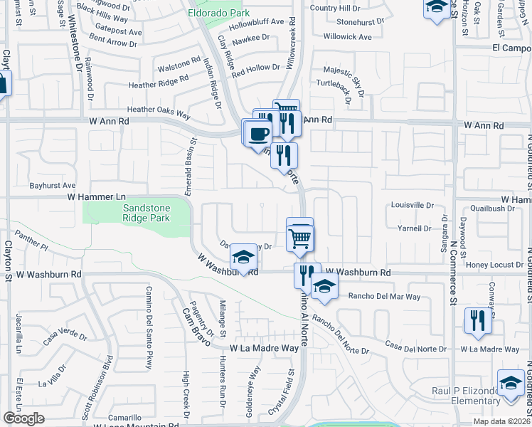 map of restaurants, bars, coffee shops, grocery stores, and more near 5322 Kadena Garden Court in North Las Vegas