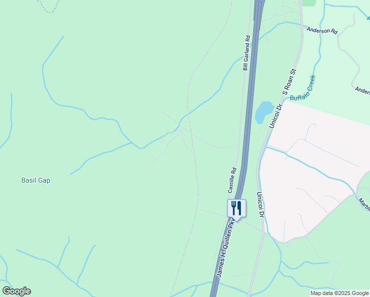 map of restaurants, bars, coffee shops, grocery stores, and more near 173 Sutphin Road in Johnson City