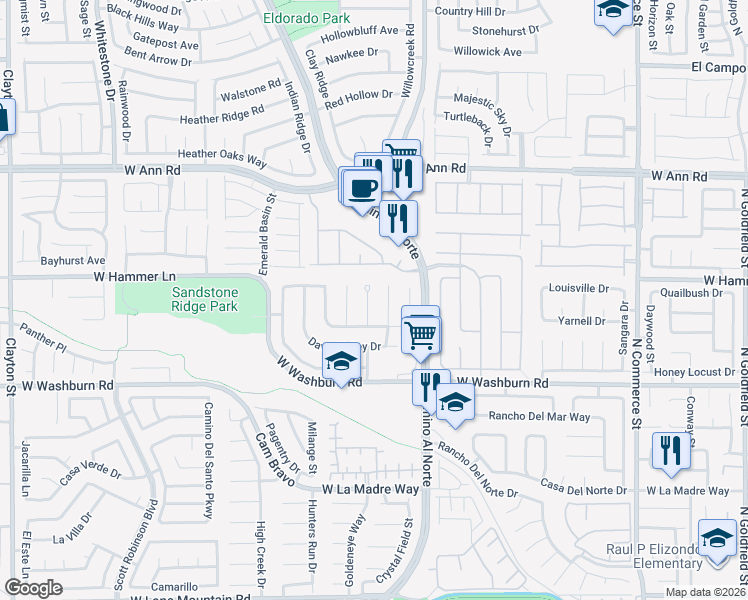 map of restaurants, bars, coffee shops, grocery stores, and more near 5322 Kadena Garden Court in North Las Vegas