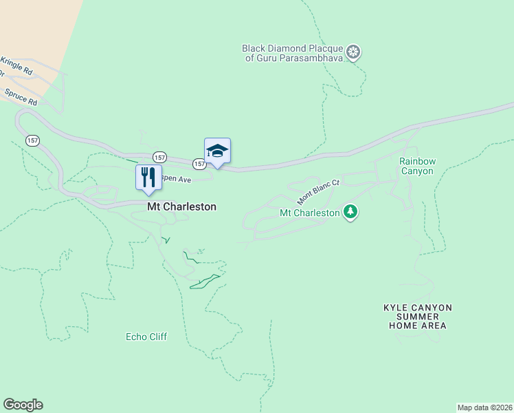 map of restaurants, bars, coffee shops, grocery stores, and more near 4178 Matterhorn Way in Mount Charleston