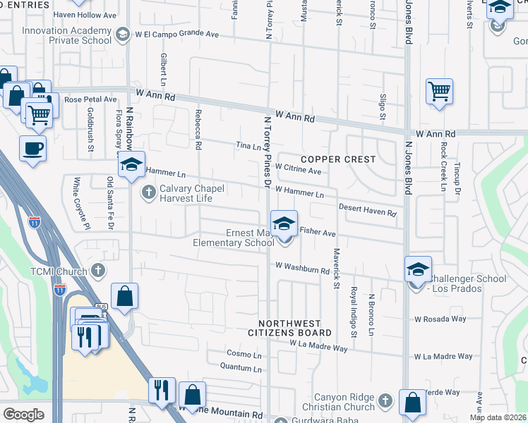 map of restaurants, bars, coffee shops, grocery stores, and more near 6409 Fisher Avenue in Las Vegas