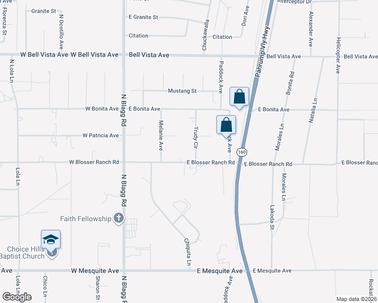 map of restaurants, bars, coffee shops, grocery stores, and more near 2500 Trudy in Pahrump