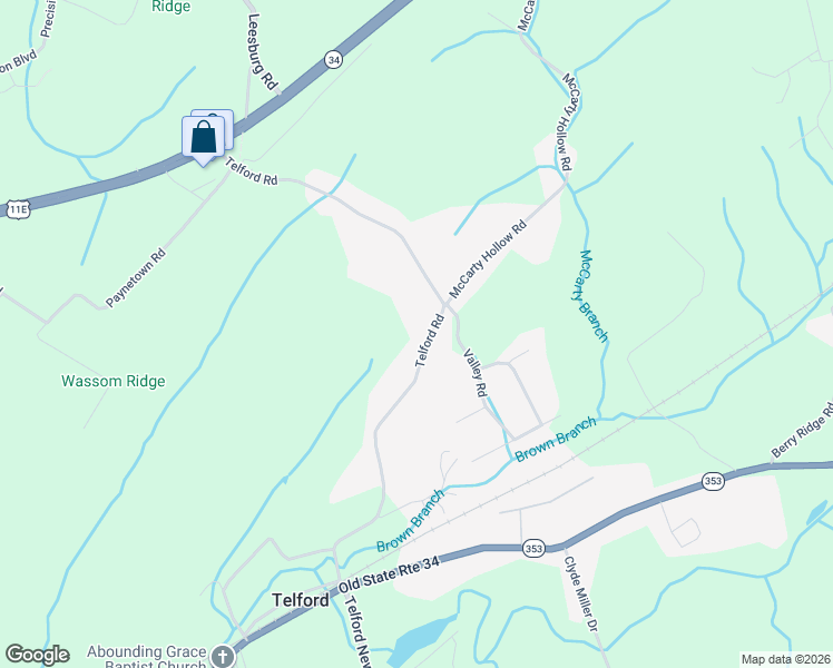 map of restaurants, bars, coffee shops, grocery stores, and more near 283 Telford Road in Telford