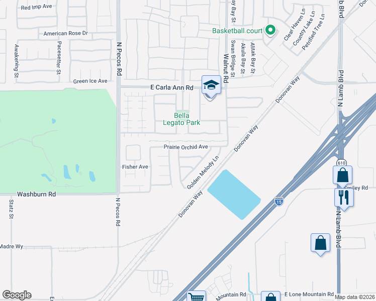 map of restaurants, bars, coffee shops, grocery stores, and more near 3739 Prairie Orchid Avenue in North Las Vegas