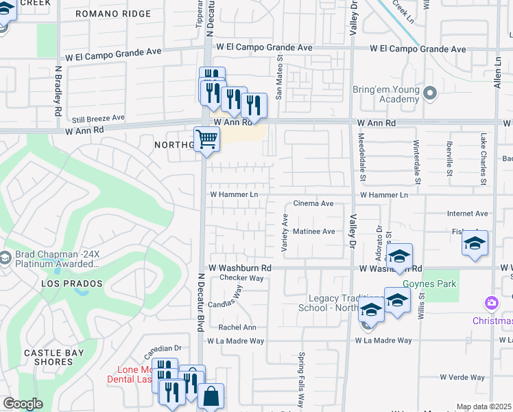 map of restaurants, bars, coffee shops, grocery stores, and more near 4524 Victoria Garden Avenue in North Las Vegas