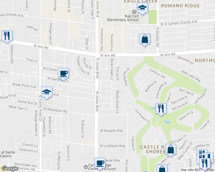 map of restaurants, bars, coffee shops, grocery stores, and more near 5950 Cherry Falls Court in Las Vegas