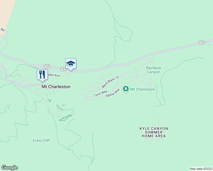 map of restaurants, bars, coffee shops, grocery stores, and more near 4101 Mont Blanc Way in Mount Charleston