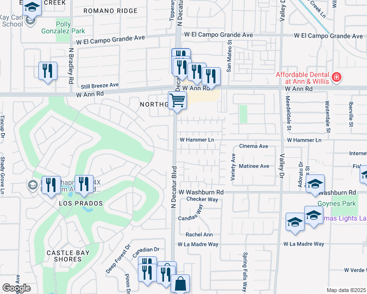 map of restaurants, bars, coffee shops, grocery stores, and more near 4718 Victoria Garden Avenue in North Las Vegas
