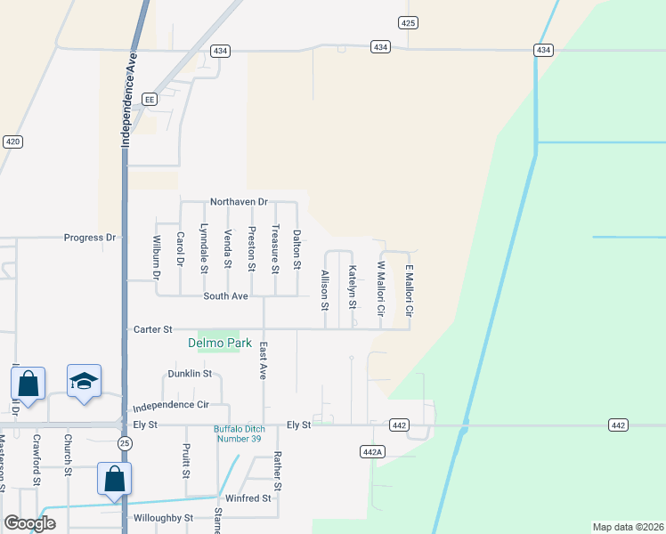 map of restaurants, bars, coffee shops, grocery stores, and more near 1821-1899 Katelyn Street in Kennett