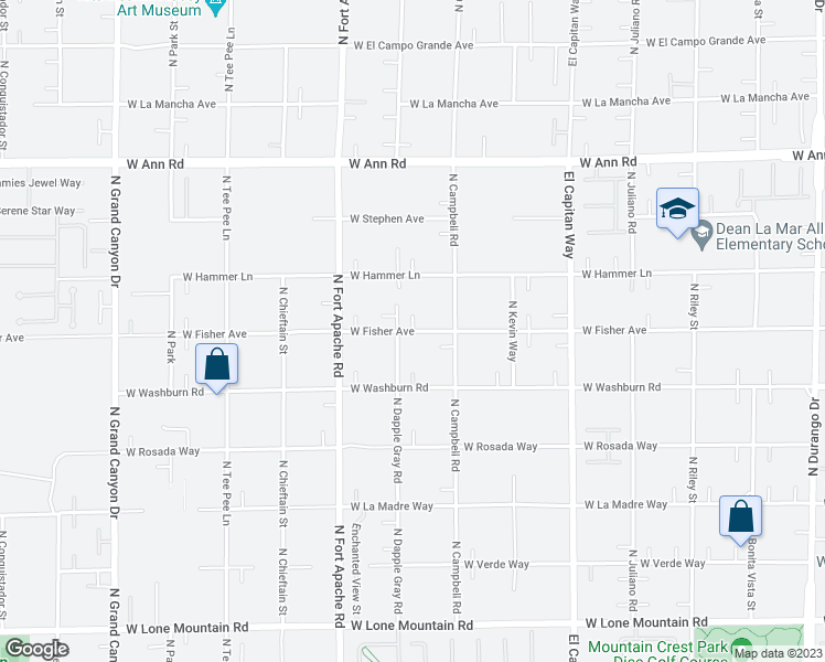 map of restaurants, bars, coffee shops, grocery stores, and more near West Fisher Avenue in Las Vegas