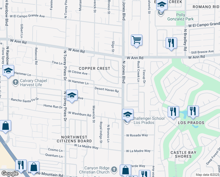 map of restaurants, bars, coffee shops, grocery stores, and more near 6124 Desert Haven Road in Las Vegas