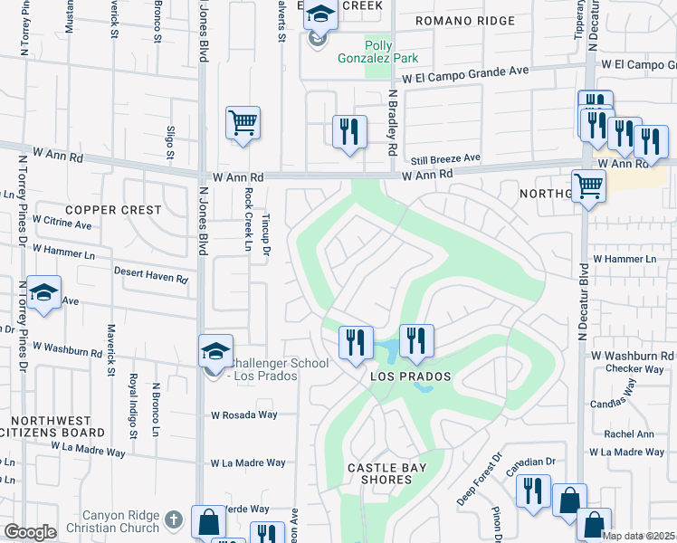 map of restaurants, bars, coffee shops, grocery stores, and more near 5412 Fountain Palm Street in Las Vegas