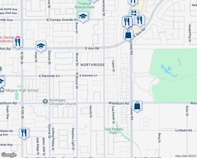 map of restaurants, bars, coffee shops, grocery stores, and more near 1810 Macchia Avenue in North Las Vegas