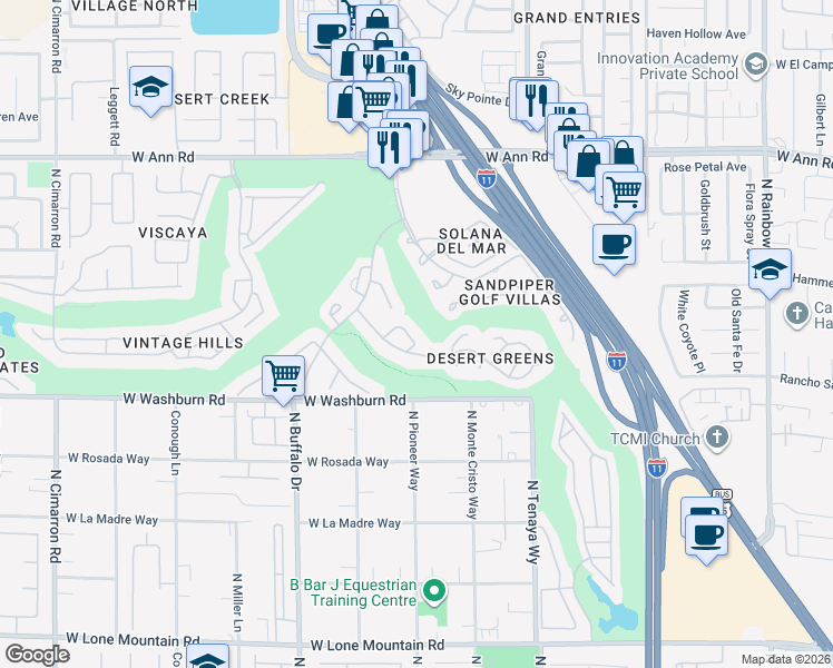 map of restaurants, bars, coffee shops, grocery stores, and more near 5260 Drifting Dunes Drive in Las Vegas