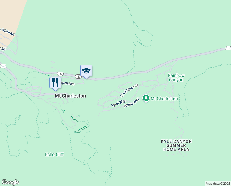 map of restaurants, bars, coffee shops, grocery stores, and more near 2 Matterhorn Way in Henderson