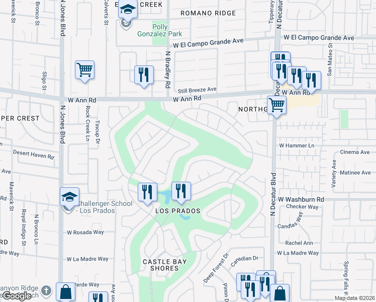 map of restaurants, bars, coffee shops, grocery stores, and more near 5413 Coral Gables Drive in Las Vegas