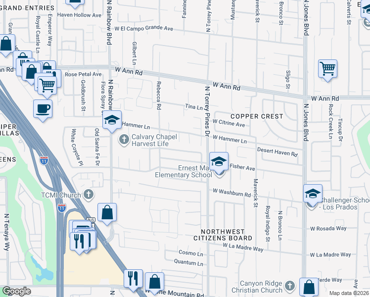 map of restaurants, bars, coffee shops, grocery stores, and more near 5356 Riverboat Court in Las Vegas