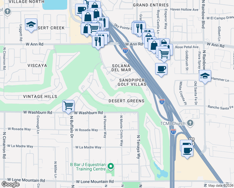 map of restaurants, bars, coffee shops, grocery stores, and more near 7273 Vista Bonita Drive in Las Vegas