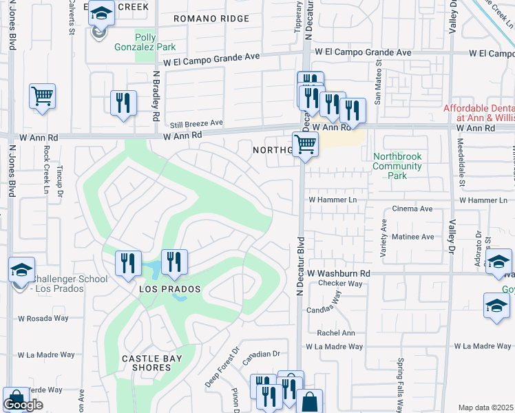 map of restaurants, bars, coffee shops, grocery stores, and more near 4921 Cedar Lawn Way in Las Vegas