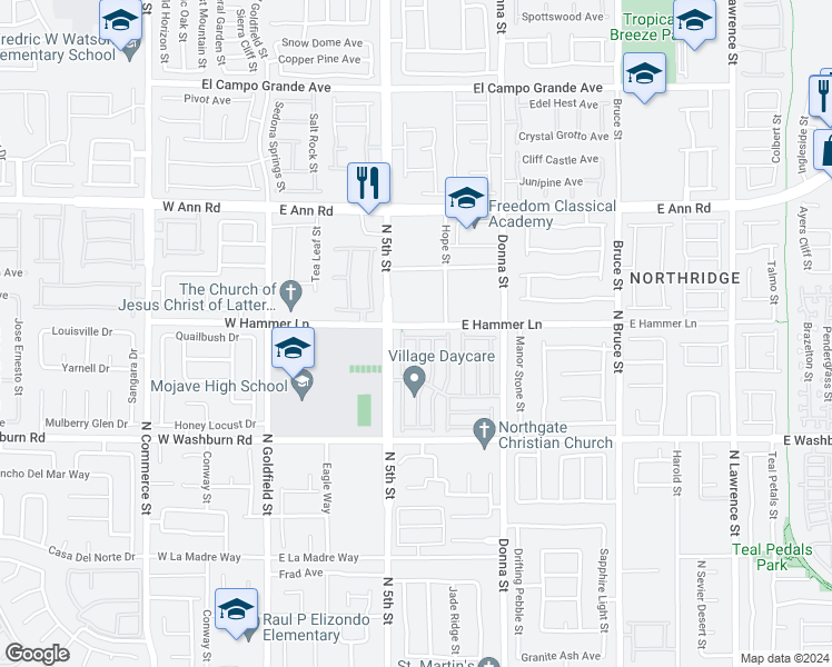 map of restaurants, bars, coffee shops, grocery stores, and more near 612 Patagonia Hills Avenue in North Las Vegas