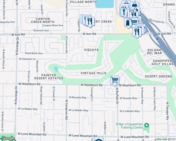 map of restaurants, bars, coffee shops, grocery stores, and more near 7820 Ben Hogan Drive in Las Vegas