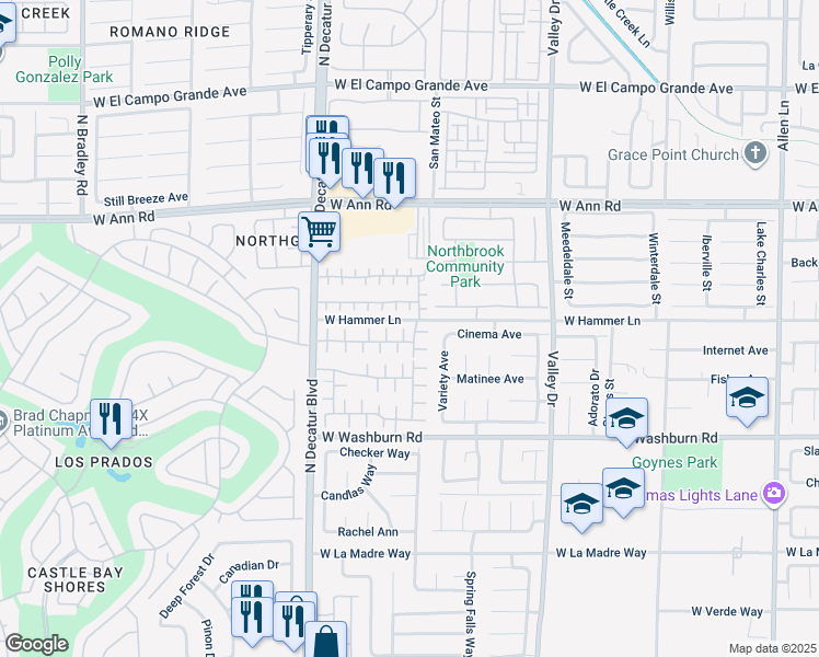 map of restaurants, bars, coffee shops, grocery stores, and more near 5350 Black Eyed Susan Court in North Las Vegas