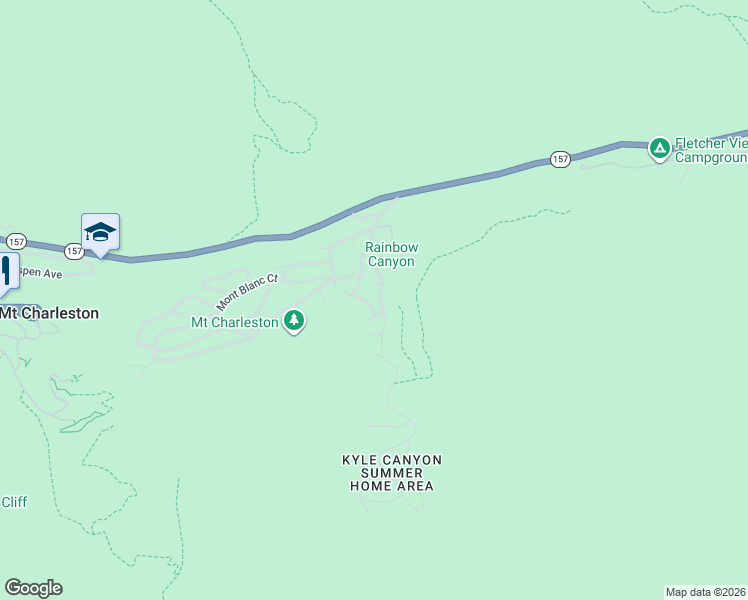 map of restaurants, bars, coffee shops, grocery stores, and more near 3932 Canyon Circle in Mount Charleston