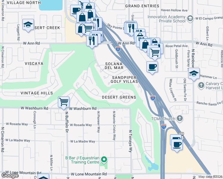 map of restaurants, bars, coffee shops, grocery stores, and more near 5269 Drifting Sands Court in Las Vegas