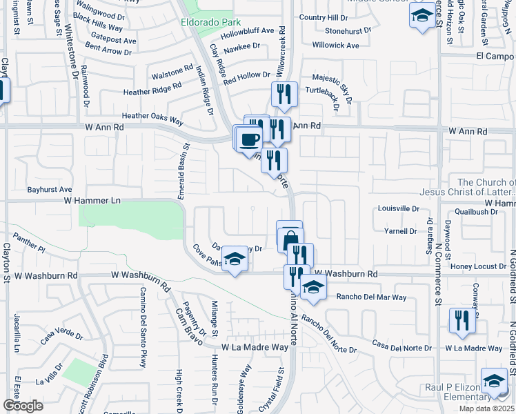 map of restaurants, bars, coffee shops, grocery stores, and more near 5334 Kadena Garden Court in North Las Vegas