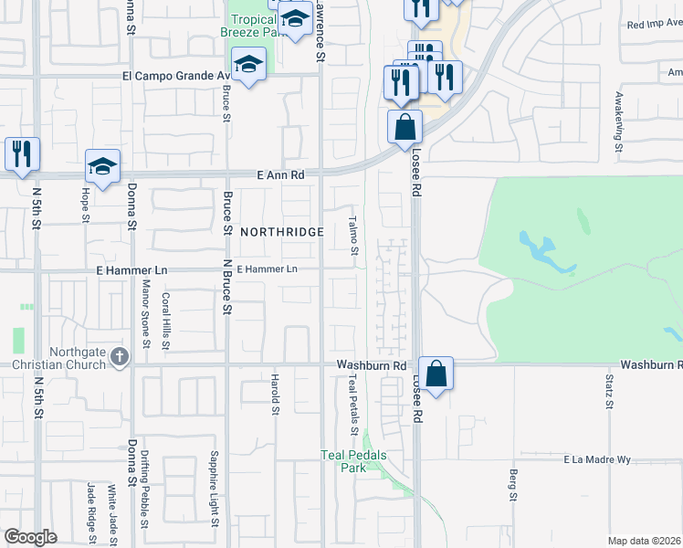 map of restaurants, bars, coffee shops, grocery stores, and more near 2108 East Hammer Lane in North Las Vegas