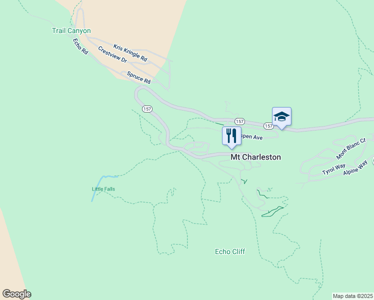 map of restaurants, bars, coffee shops, grocery stores, and more near 4830 Silver Tip Trail in Mount Charleston