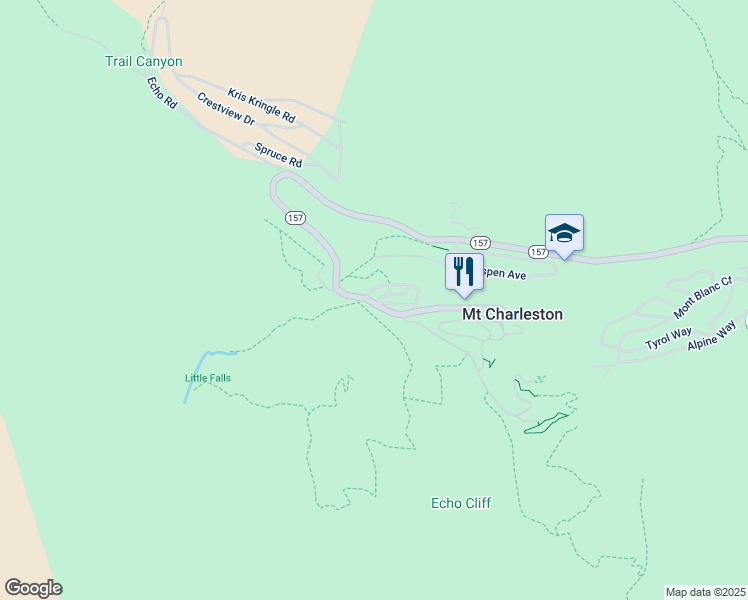 map of restaurants, bars, coffee shops, grocery stores, and more near 4830 Silver Tip Trail in Mount Charleston