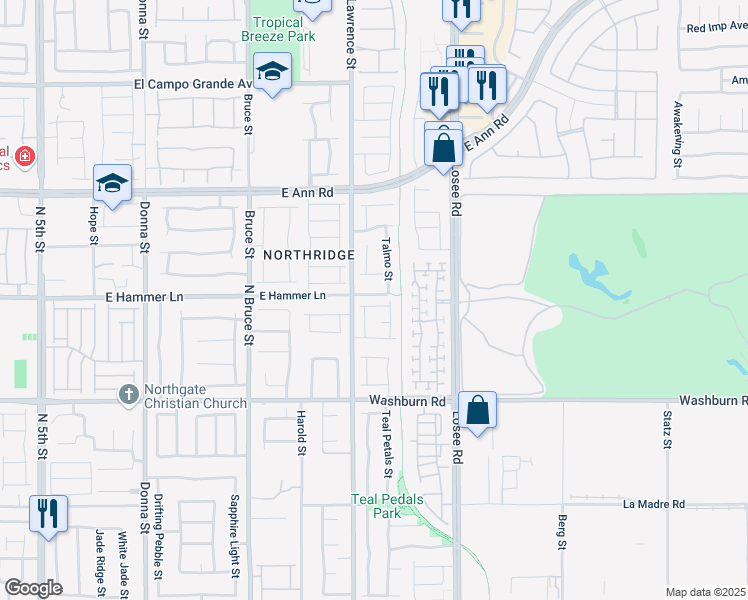 map of restaurants, bars, coffee shops, grocery stores, and more near 2108 East Hammer Lane in North Las Vegas