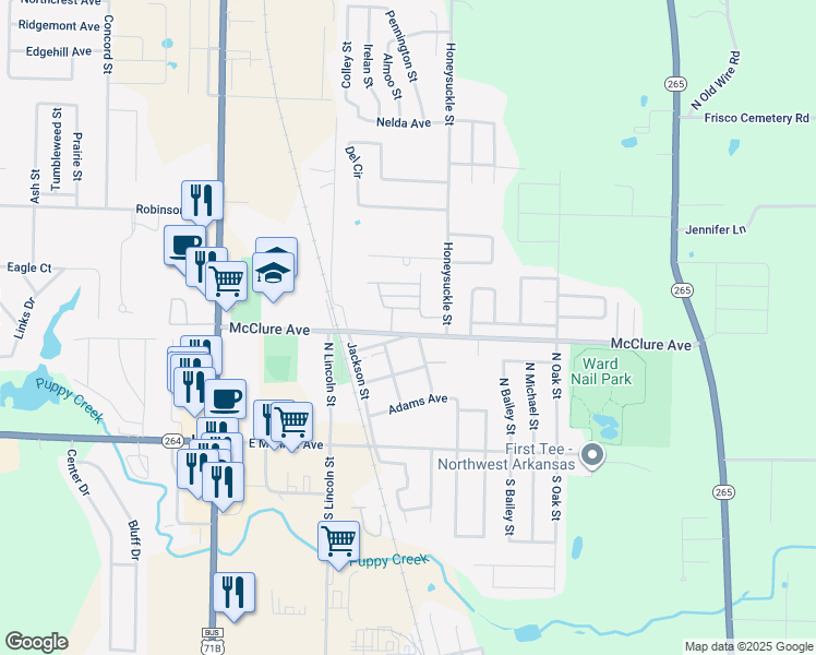 map of restaurants, bars, coffee shops, grocery stores, and more near 410 McClure Avenue in Lowell
