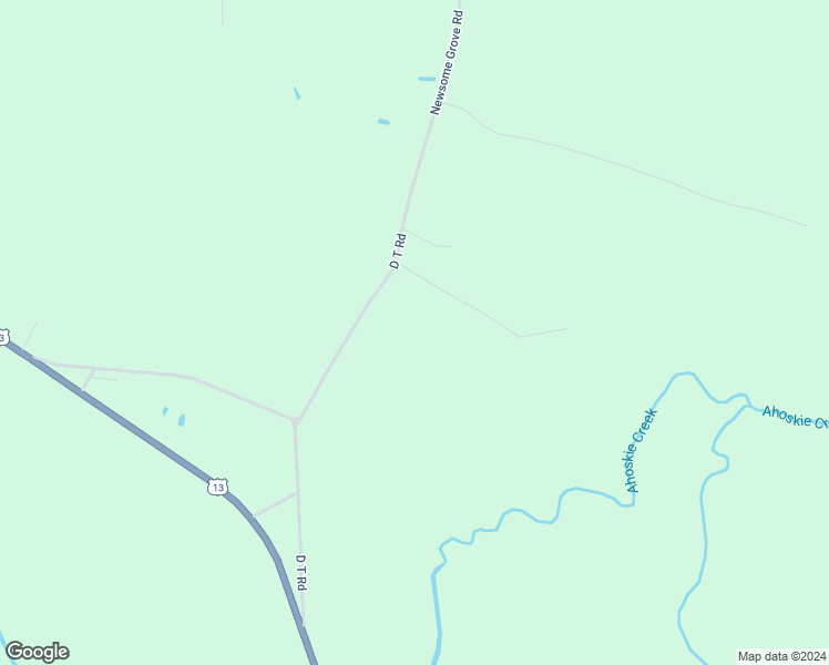 map of restaurants, bars, coffee shops, grocery stores, and more near 249 D T Road in Ahoskie