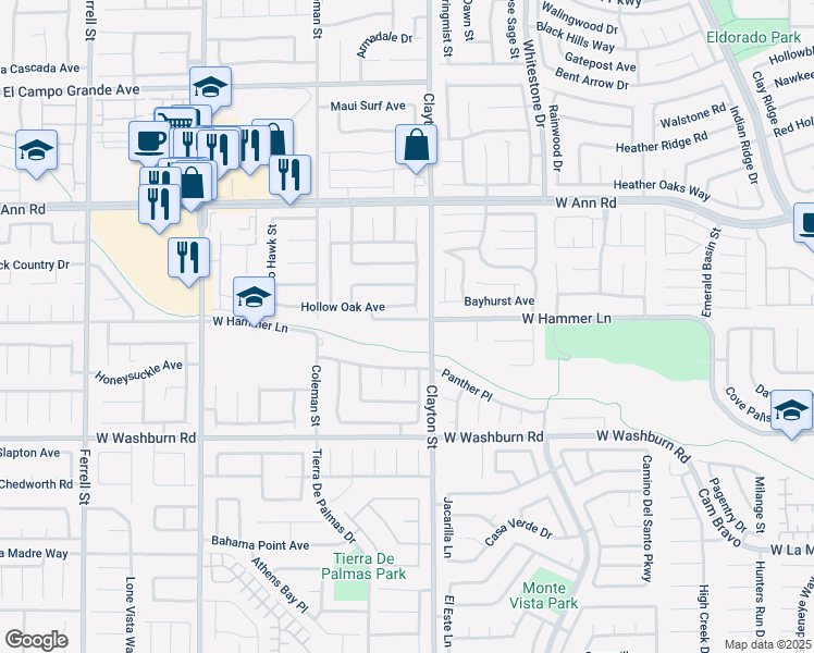 map of restaurants, bars, coffee shops, grocery stores, and more near 5406 Indigo Hills Street in North Las Vegas