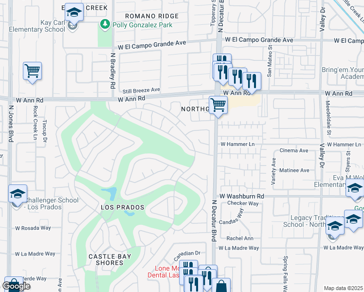 map of restaurants, bars, coffee shops, grocery stores, and more near 4929 Cedar Lawn Way in Las Vegas