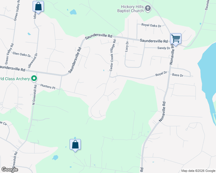 map of restaurants, bars, coffee shops, grocery stores, and more near 1041 Cedar Creek Village Road in Mt. Juliet