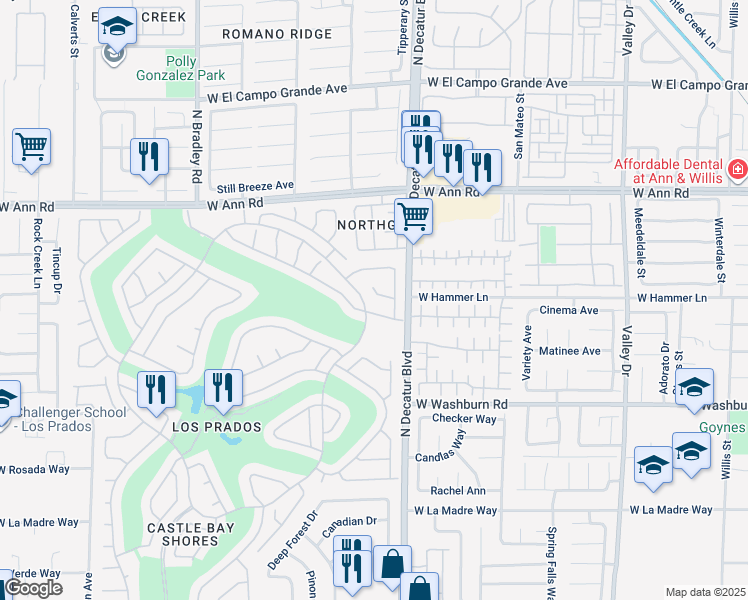 map of restaurants, bars, coffee shops, grocery stores, and more near 4821 Lawnwood Court in Las Vegas