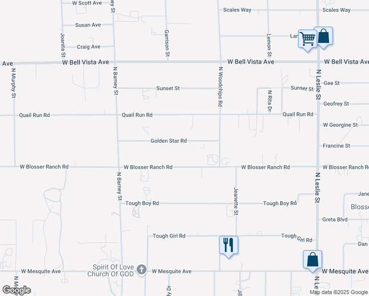 map of restaurants, bars, coffee shops, grocery stores, and more near 2681 Golden Star Road in Pahrump
