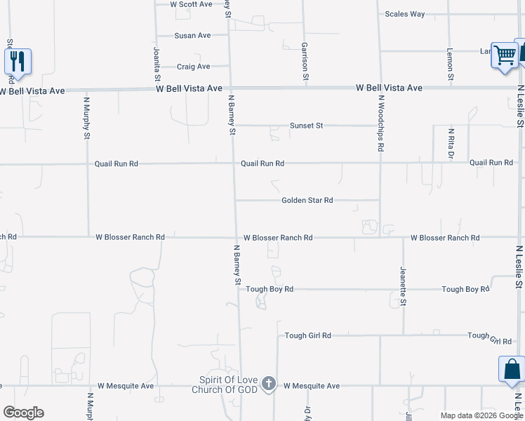 map of restaurants, bars, coffee shops, grocery stores, and more near 2911 Golden Star Road in Pahrump