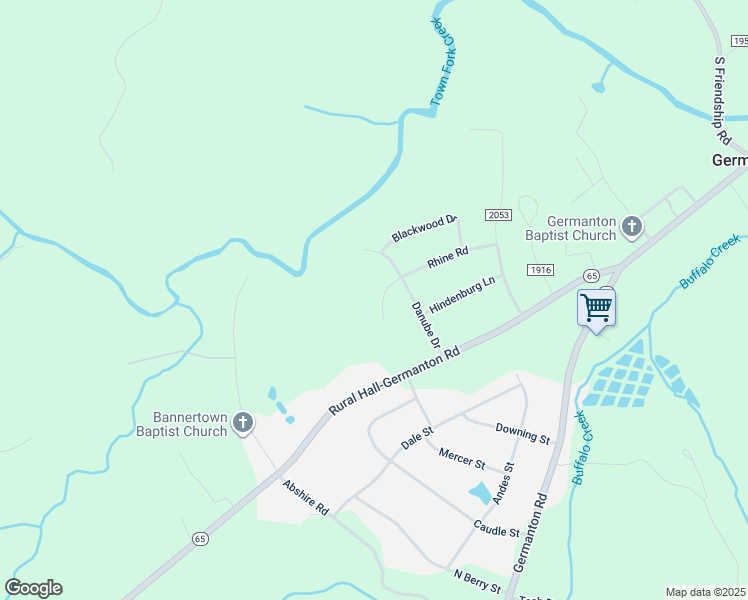 map of restaurants, bars, coffee shops, grocery stores, and more near 1018 Rhine Road in Germanton