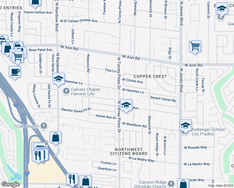 map of restaurants, bars, coffee shops, grocery stores, and more near 5356 Rhett Street in Las Vegas
