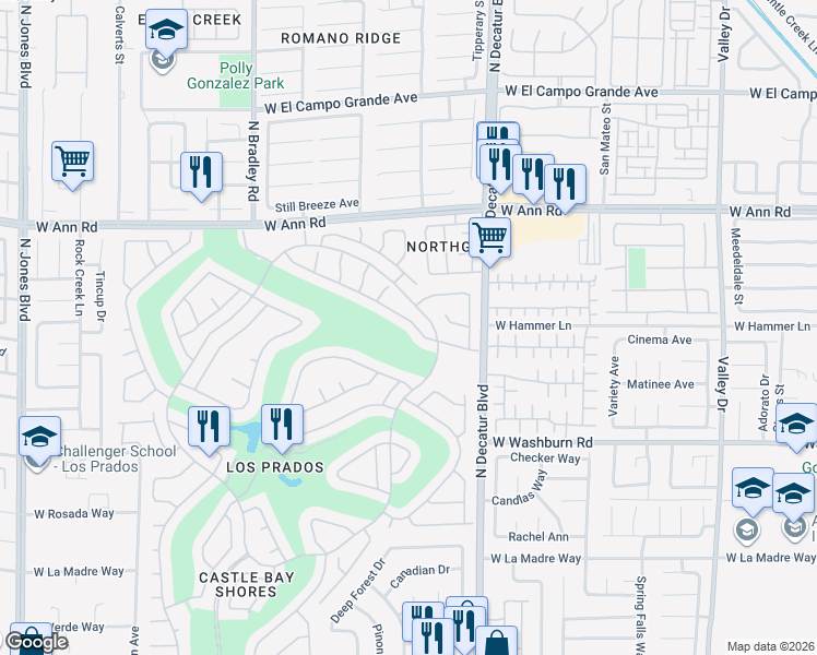 map of restaurants, bars, coffee shops, grocery stores, and more near 4929 Cedar Lawn Way in Las Vegas