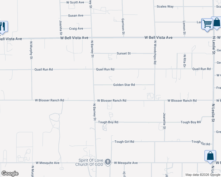map of restaurants, bars, coffee shops, grocery stores, and more near 2851 Golden Star Road in Pahrump