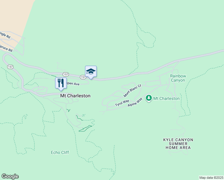 map of restaurants, bars, coffee shops, grocery stores, and more near 4162 Matterhorn Way in Mount Charleston